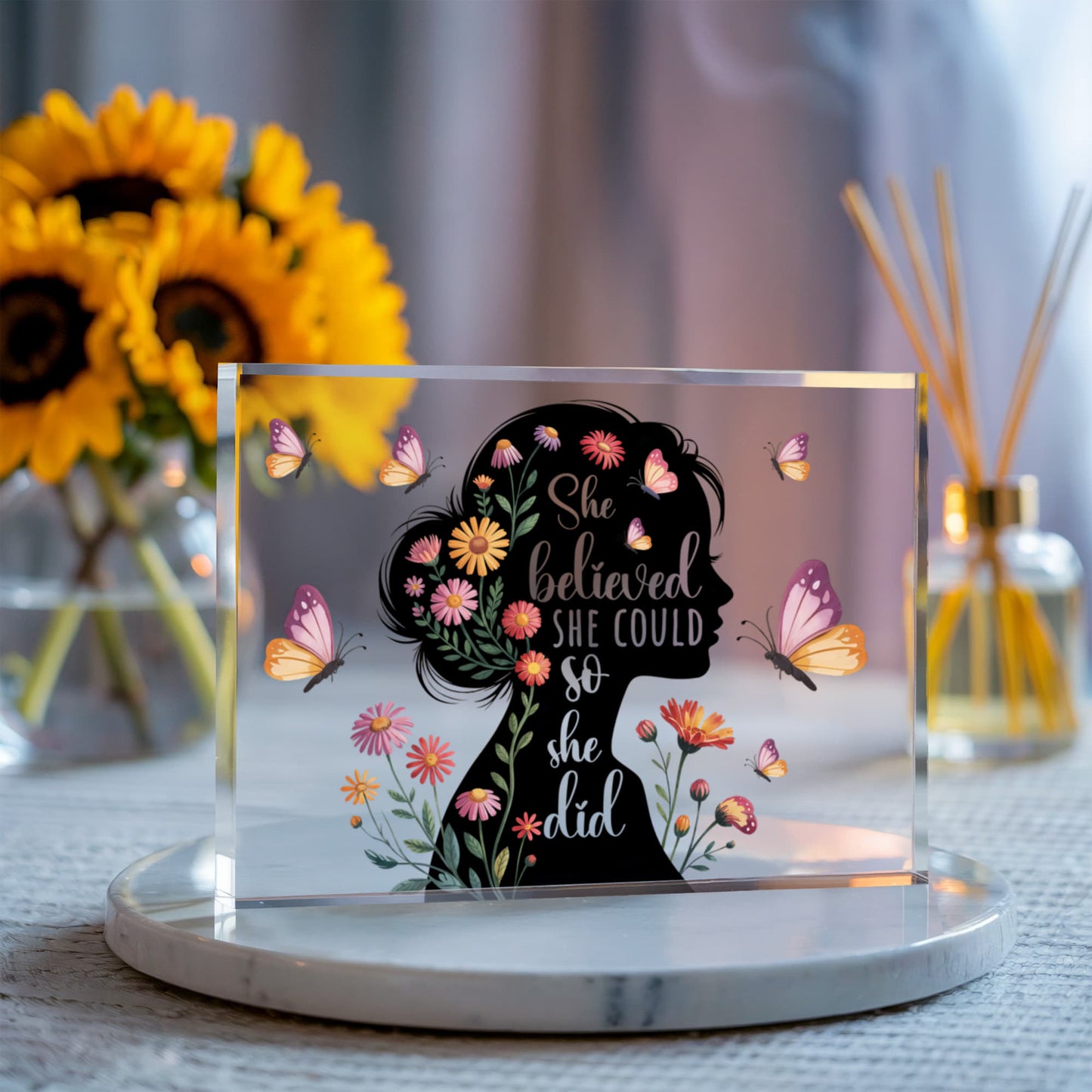 She believed she could so she did - printed acrylic block