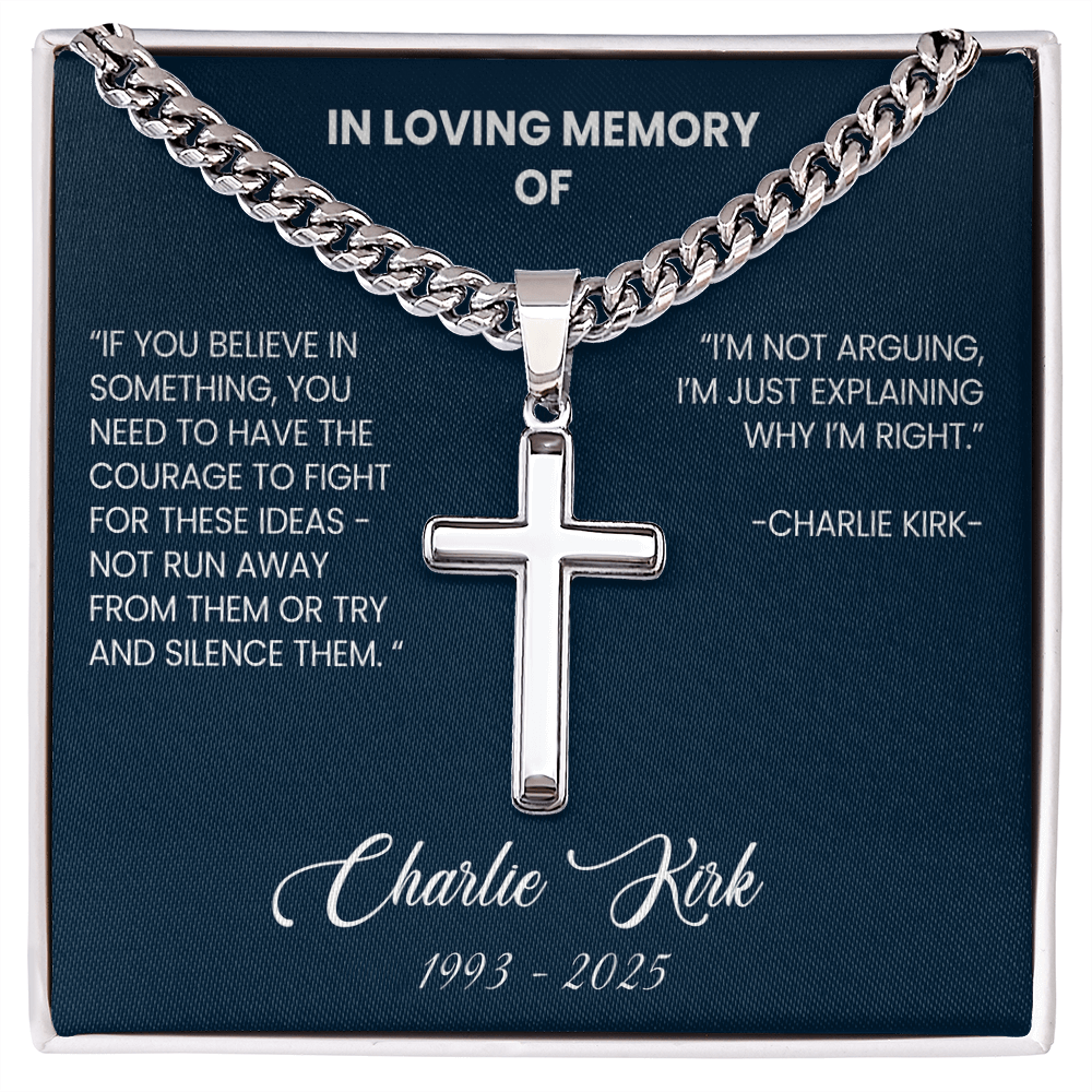 Charlie Kirk - Tribute - Artisan Cross Necklace