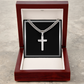 Artisan Gold or Silver Dipped Cross with Cuban Link Chain - Gift Box Included