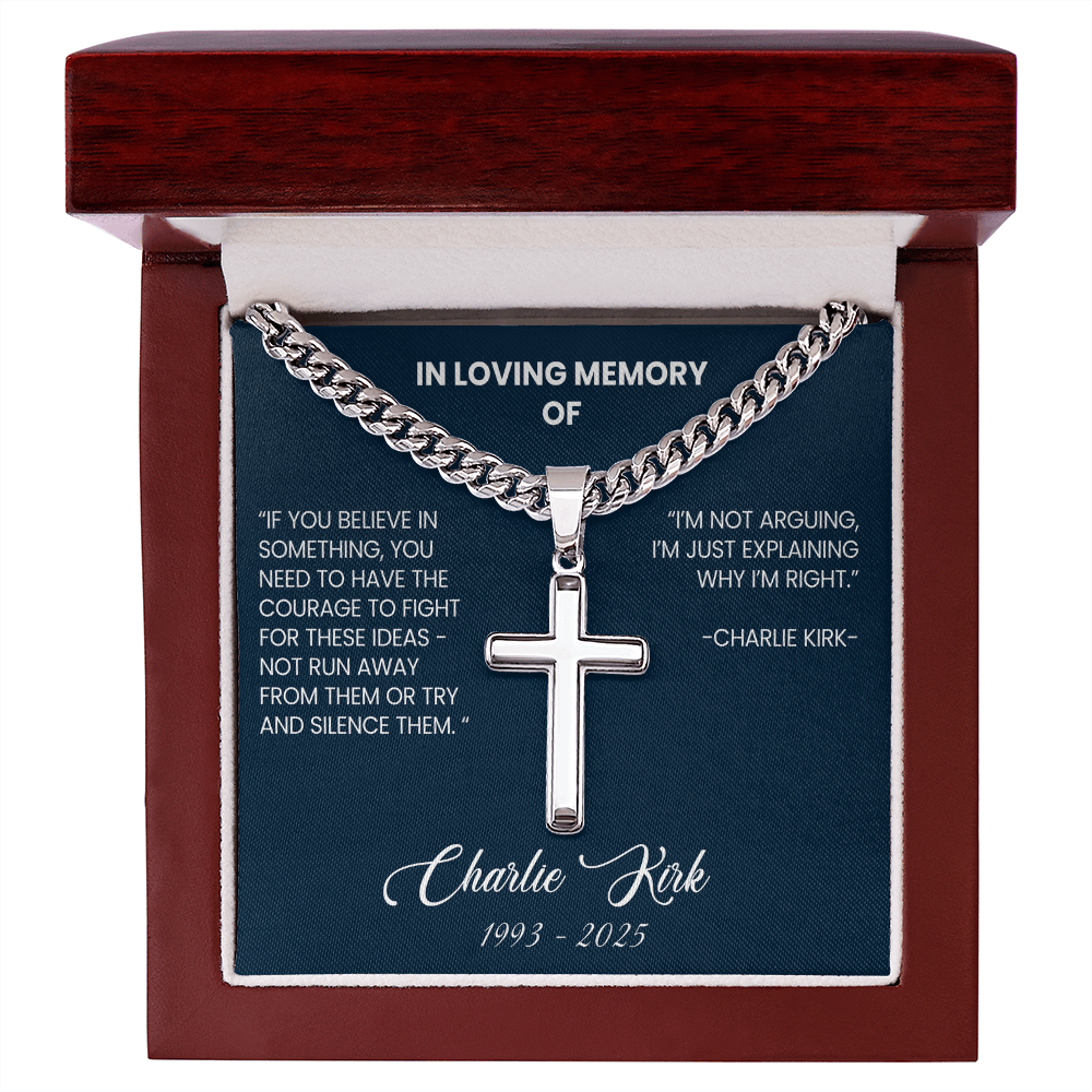 Charlie Kirk - Tribute - Artisan Cross Necklace