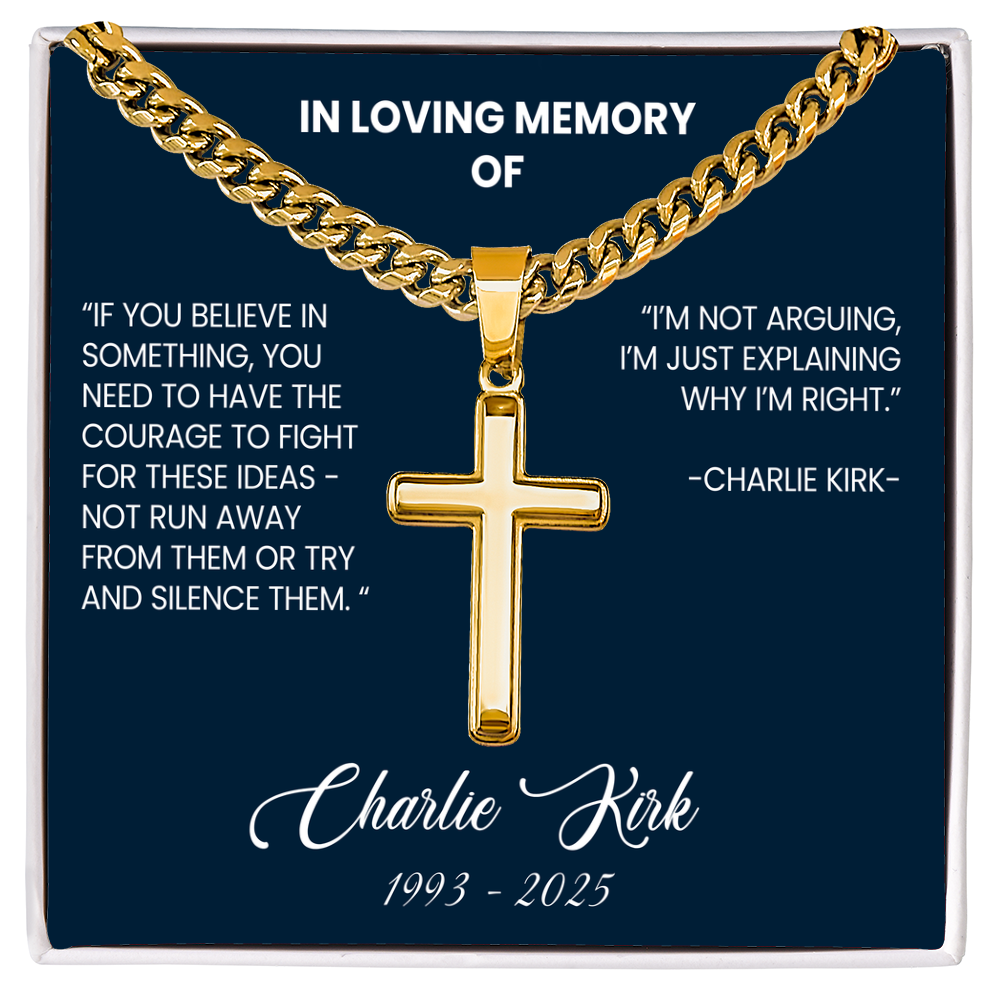 Charlie Kirk - Tribute - Artisan Cross Necklace