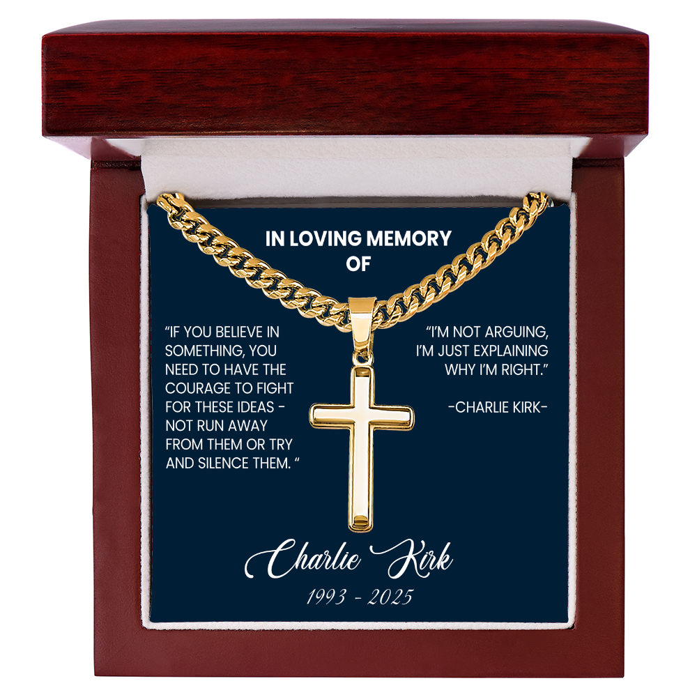 Charlie Kirk - Tribute - Artisan Cross Necklace
