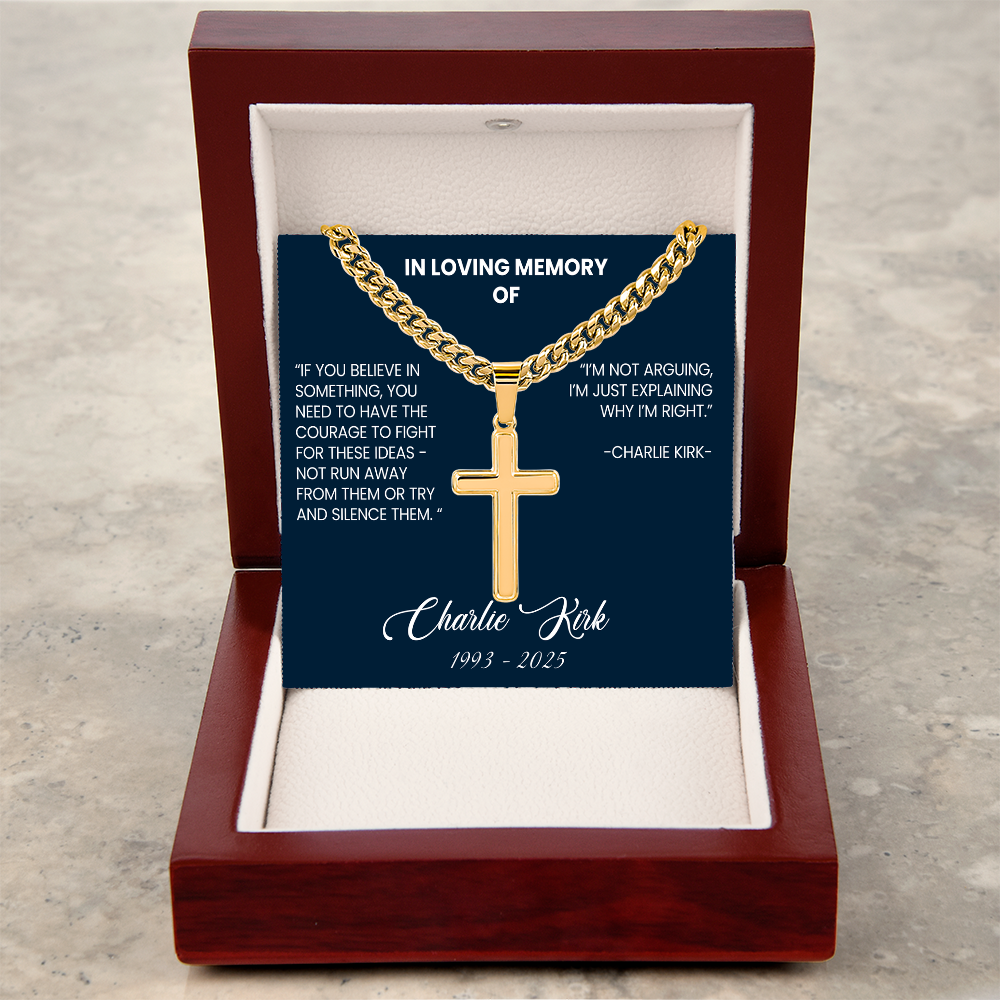 Charlie Kirk - Tribute - Artisan Cross Necklace