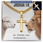 Personalized Cross Necklace with Cuban Chain - Bible Verse Gift - Joshua 1 9