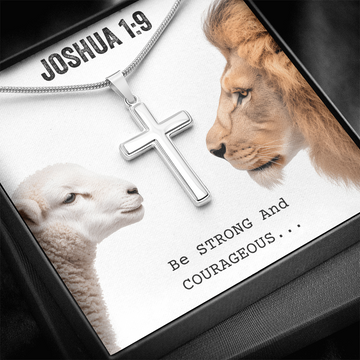 Personalized Cross Necklace - Bible Verse Gift - Joshua 1 9