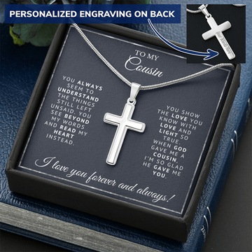Cousin Gift - Personalized Cross Necklace - God Gave Me You - Gold