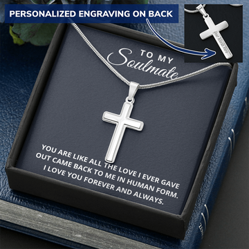Engraved Cross Necklace - To My Soulmate - You Are Like