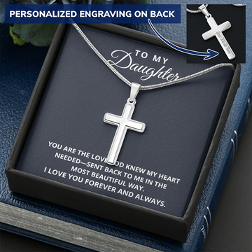 Personalized Cross Necklace - To My Daughter - God Knew My Heart