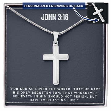 Personalized  Cross Necklace - John 3 16 - Bible Verse Gift