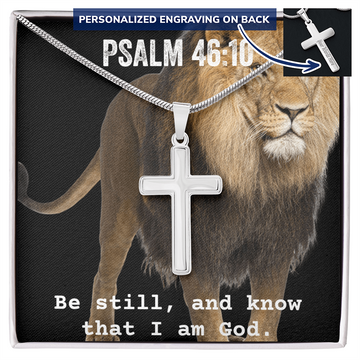 Personalized Cross Necklace - Bible Verse Gift - Psalm 46 10