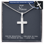 To My Niece - Personalized Cross Necklace - You're Beautiful