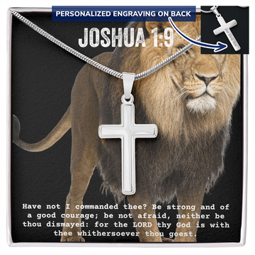 Personalized Cross Necklace - Bible Verse GIFT - Joshua 1 9