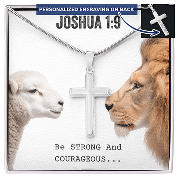 Personalized Cross Necklace - Bible Verse Gift - Joshua 1 9