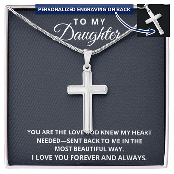 Personalized Cross Necklace - To My Daughter - God Knew My Heart