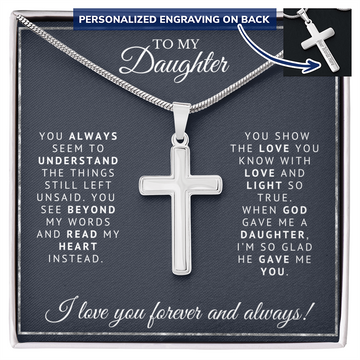 To My Daughter - Engraved Cross Necklace - Gold