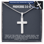 Proverbs 3:5-6 - Engraved Cross Necklace - Bible Verse Gift