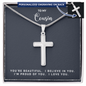 Personalized Cross Necklace - Cousin Gift - Believe in You
