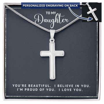 Personalized Cross Necklace - You're Beautiful Cross Necklace - Gold Finish