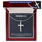 Proverbs 3:5-6 - Engraved Cross Necklace - Bible Verse Gift