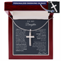 Engraved Cross Necklace - To My Daughter Love Dad