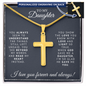 To My Daughter - Engraved Cross Necklace - Gold