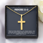 Proverbs 3:5-6 - Engraved Cross Necklace - Bible Verse Gift