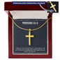 Proverbs 3:5-6 - Engraved Cross Necklace - Bible Verse Gift