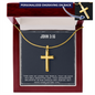 Personalized  Cross Necklace - John 3 16 - Bible Verse Gift