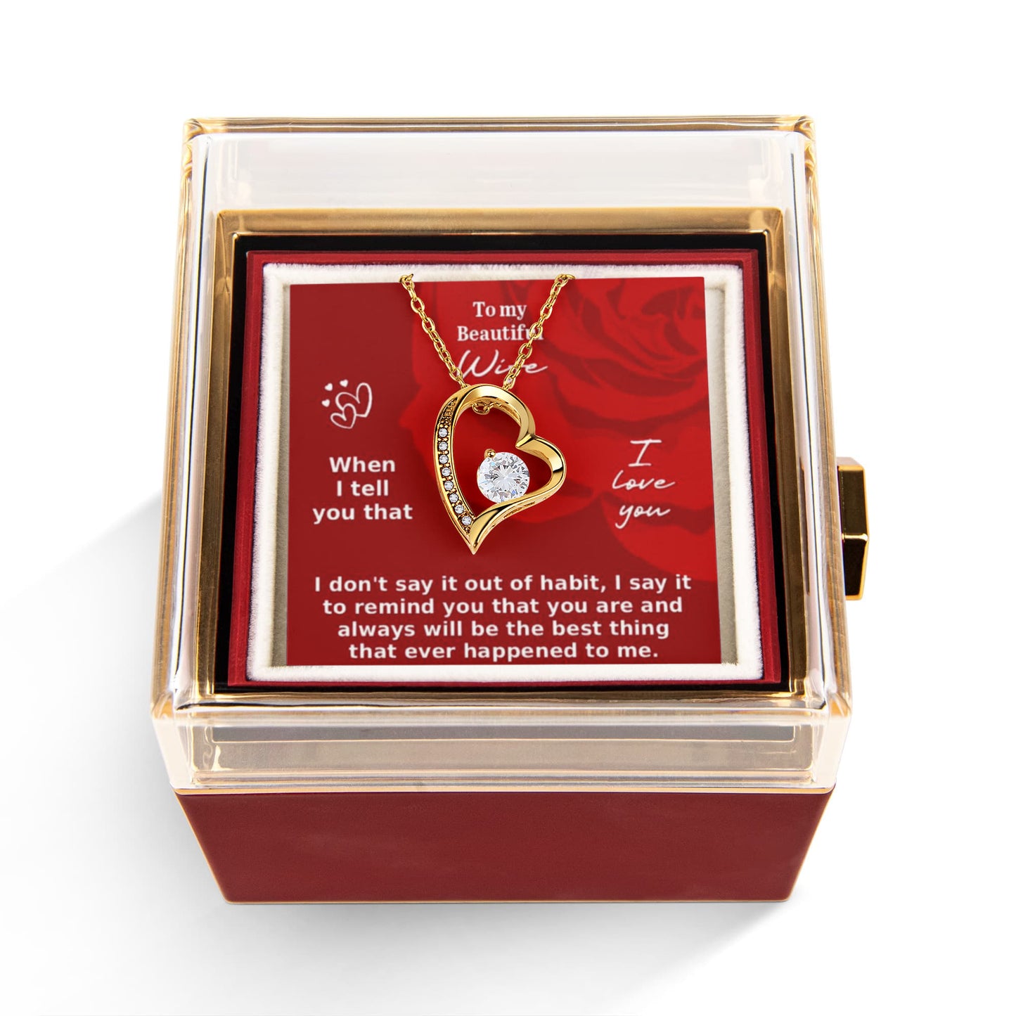 To My Beautiful Wife | Forever Love Necklace in Rose Gift Box with Message Card