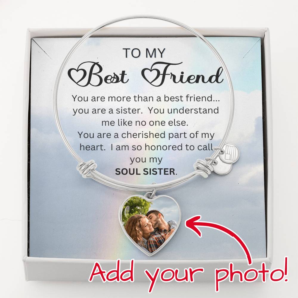 To  My Best Friend - Soul Sisters Bracelet  -  Can Engrave Soul Sisters and Names on Back of Heart!