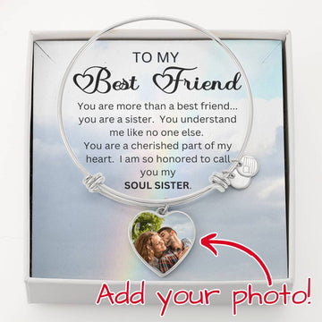 To  My Best Friend - Soul Sisters Bracelet  -  Can Engrave Soul Sisters and Names on Back of Heart!
