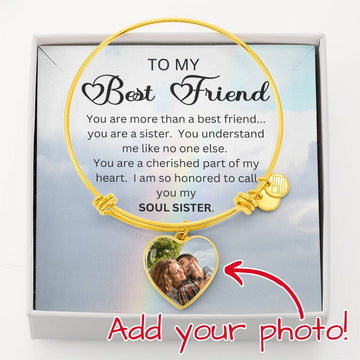 To  My Best Friend - Soul Sisters Bracelet  -  Can Engrave Soul Sisters and Names on Back of Heart!