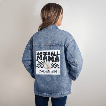 Baseball Mama - Oversized Women's DTG Denim Jacket