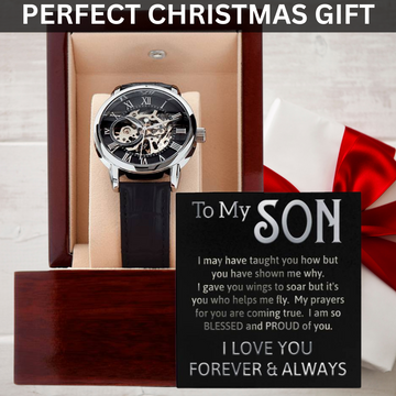 Men's Openwork Watch with Poem and LED Gift Box - To My Son