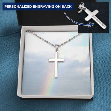 Summer Jewelry, Personalized Gift, Cross Necklace, Waterproof, Stainless Steel, 14k White Gold