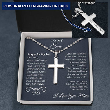 Personalized Cross Necklace for Military Son