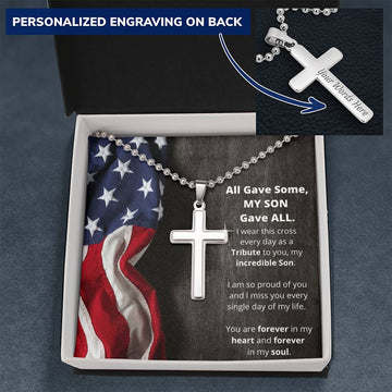 Son Military Memorial Cross Necklace
