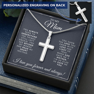 To My Mom | God Gave Me A Mother | Personalized Cross Necklae