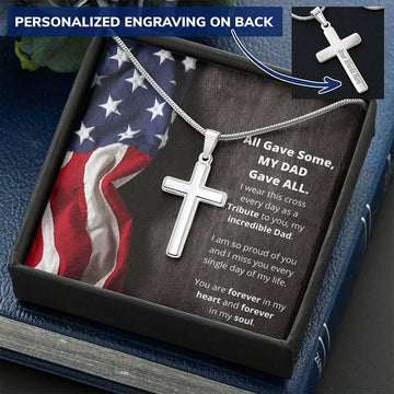 Dad Military Memorial Cross Necklace