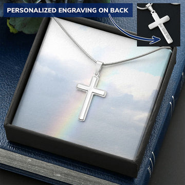 Summer Jewelry, Personalized Gift, Cross Necklace, Waterproof, Stainless Steel, 14k White Gold