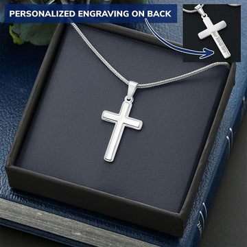 Summer Jewelry, Personalized Gift, Cross Necklace, Waterproof, Stainless Steel, 14k White Gold