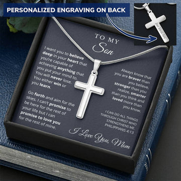 Personalized To My Son Cross Necklace
