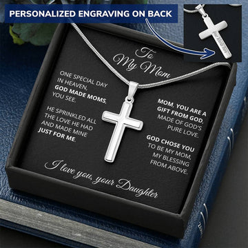 God Made Moms Personalized Cross Necklace
