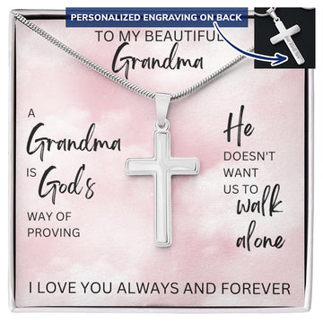 A Grandma is God's Way | Personalized Cross Necklace