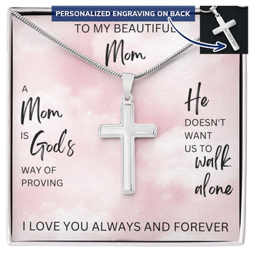 A Mom is God's Way | Personalized Cross Necklace