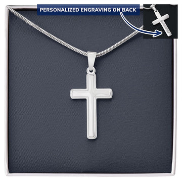 Summer Jewelry, Personalized Gift, Cross Necklace, Waterproof, Stainless Steel, 14k White Gold