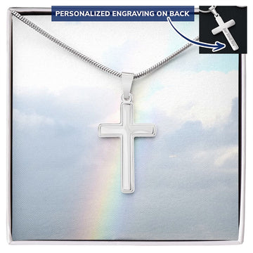 Summer Jewelry, Personalized Gift, Cross Necklace, Waterproof, Stainless Steel, 14k White Gold