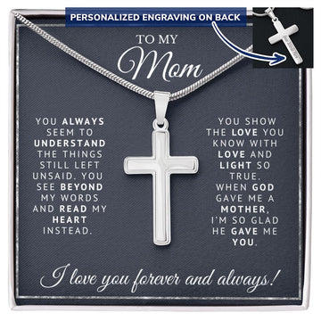 To My Mom | God Gave Me A Mother | Personalized Cross Necklae