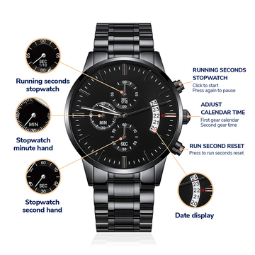 Personalized Black Stainless Steel Quality Luxury Quartz Watch