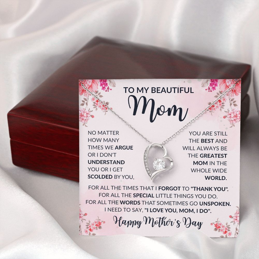 To My Beautiful Mom | No Matter| Forever Love Necklace